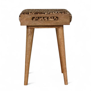 Velvet Ottoman Footstool | Leopard Print Tray Style