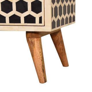 Bone Inlay Media Unit Honeycomb Black White Glass Knobs