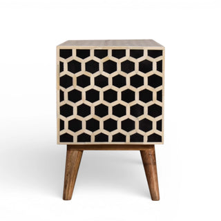 Bone Inlay Media Unit Honeycomb Black White Glass Knobs