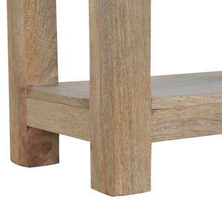 Ashby Slim Console Table with Drawers Natural Oak Mango Open Shelf