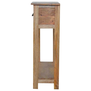 Ashby Slim Console Table with Drawers Natural Oak Mango Open Shelf