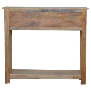 Ashby Slim Console Table with Drawers Natural Oak Mango Open Shelf