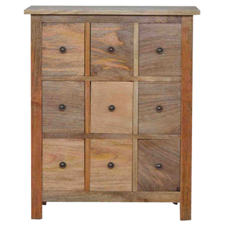 Banke Bathroom Storage Cabinet Nine-Drawer Apothecary Grid Rustic Natural Oak