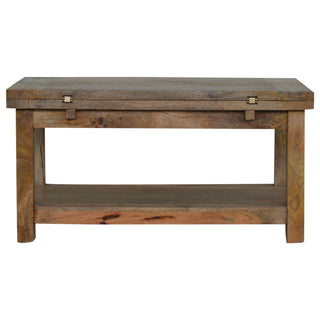 Caden Extending Coffee Table Solid Mango Wood Lower Shelf Oakish