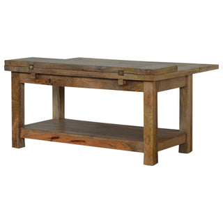 Caden Extending Coffee Table Solid Mango Wood Lower Shelf Oakish