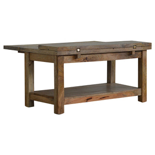 Caden Extending Coffee Table Solid Mango Wood Lower Shelf Oakish