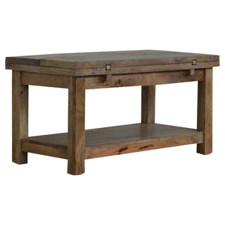 Caden Extending Coffee Table Solid Mango Wood Lower Shelf Oakish