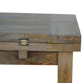 Caden Extending Coffee Table Solid Mango Wood Lower Shelf Oakish