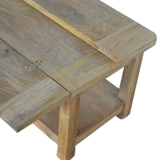 Caden Extending Coffee Table Solid Mango Wood Lower Shelf Oakish