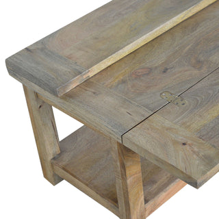 Caden Extending Coffee Table Solid Mango Wood Lower Shelf Oakish