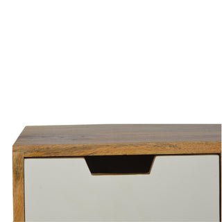 Mist TV Media Unit Oak Mango Wood Four Drawers Hand-Painted White to Grey Gradient with Nordic Legs