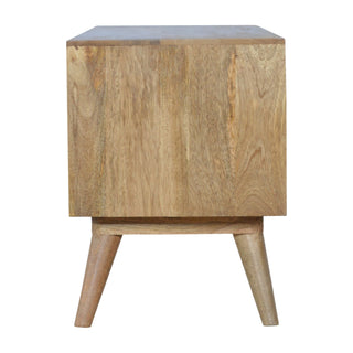 Mist TV Media Unit Oak Mango Wood Four Drawers Hand-Painted White to Grey Gradient with Nordic Legs