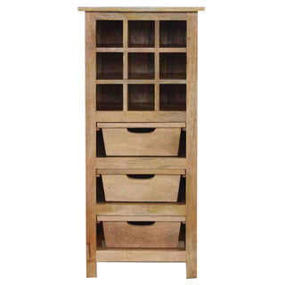Cello Drinks Cabinet Wine Rack Grid With Drawers Natural Oak