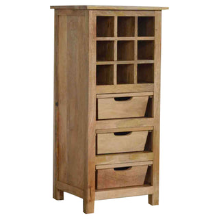 Cello Drinks Cabinet Wine Rack Grid With Drawers Natural Oak