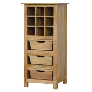 Cello Drinks Cabinet Wine Rack Grid With Drawers Natural Oak