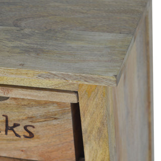 Harvest Kitchen Cabinet Tall Slim Vegetable Label Carved Drawers Natural Oak