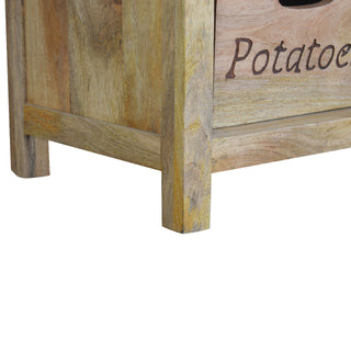 Harvest Kitchen Cabinet Tall Slim Vegetable Label Carved Drawers Natural Oak