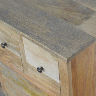 Rowan Media Unit Oak Finish Triple Drawers Cable Management Shelf
