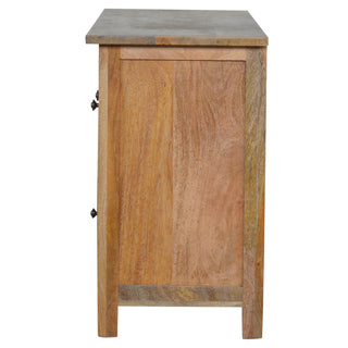 Rowan Media Unit Oak Finish Triple Drawers Cable Management Shelf