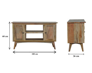 Tallo Media Unit Chestnut Finish Tall Open Shelving Plinth Base