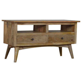 Vesper Media Unit Walnut Finish Sliding Tambour Doors Open Shelf