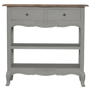 Fleur Console Table with Storage Grey Painted French Shabby Chic Oak Top
