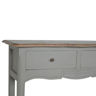 Fleur Console Table with Storage Grey Painted French Shabby Chic Oak Top