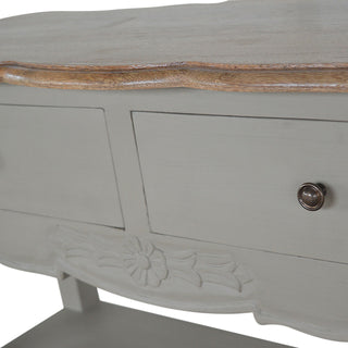 Fleur Console Table with Storage Grey Painted French Shabby Chic Oak Top