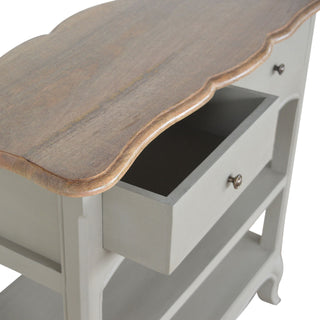 Fleur Console Table with Storage Grey Painted French Shabby Chic Oak Top