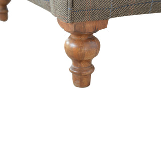 Baxter Armchair Multi Tweed Chesterfield Buttoned Bleached Turned Leg