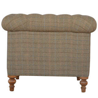 Baxter Armchair Multi Tweed Chesterfield Buttoned Bleached Turned Leg