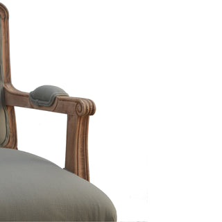 Provence Armchair Mud Linen French Style Upright Carved Cabriole