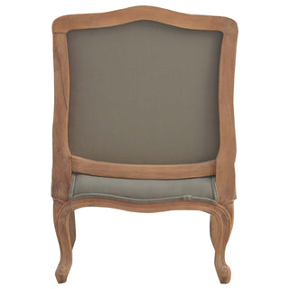 Provence Armchair Mud Linen French Style Upright Carved Cabriole
