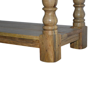 Beau Hallway Console Table with Drawers Hand-Turned Legs Lower Shelf Oak Mango Wood