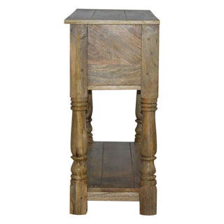 Beau Hallway Console Table with Drawers Hand-Turned Legs Lower Shelf Oak Mango Wood