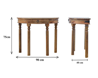 Calla Hallway Console Table with Drawer Demilune Turned Legs