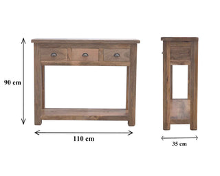 Saxon Hallway Console Table with Drawers Farmhouse Mango Wood Shell Handles