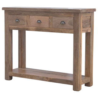 Saxon Hallway Console Table with Drawers Farmhouse Mango Wood Shell Handles