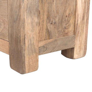 Hazel TV Media Unit Oak Mango Wood Farmhouse Style Three Drawers with Shell Handles & Plinth Base