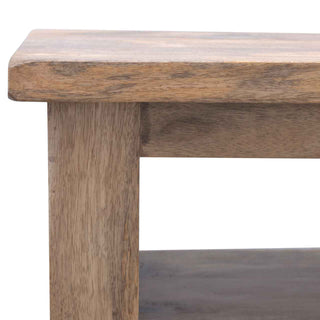 Hazel TV Media Unit Oak Mango Wood Farmhouse Style Three Drawers with Shell Handles & Plinth Base