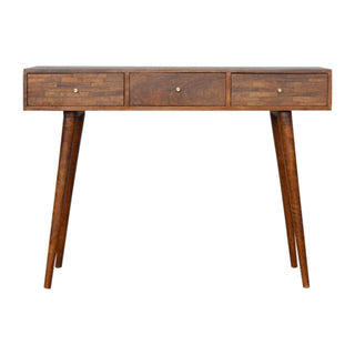 Tawny Console Table with Drawers Mixed Parquet Chestnut Mango Wood
