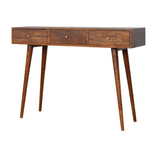 Tawny Console Table with Drawers Mixed Parquet Chestnut Mango Wood