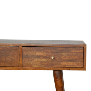 Tawny Console Table with Drawers Mixed Parquet Chestnut Mango Wood
