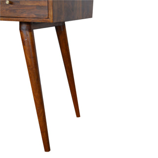 Rowan Writing Desk Mango Wood Mixed Patchwork Drawer Dark Chestnut Lacquer