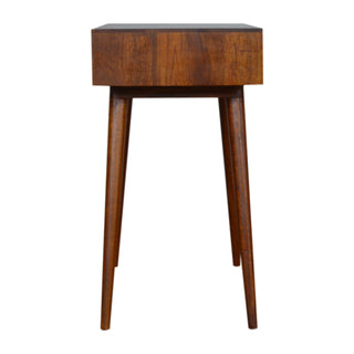 Rowan Writing Desk Mango Wood Mixed Patchwork Drawer Dark Chestnut Lacquer