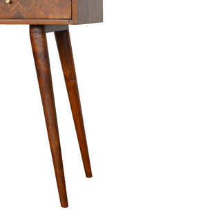 Mosaic Console Table with Drawers Mixed Wood Parquet Oak Mango Lacquer