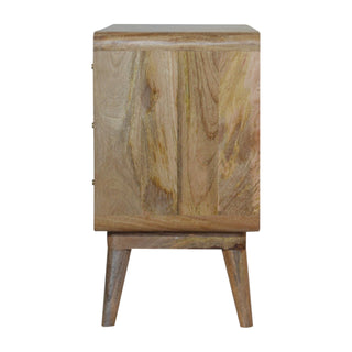 Woven Small Sideboard with Rattan Inlay Door and Drawers on Nordic Tapered Legs