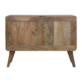 Woven Small Sideboard with Rattan Inlay Door and Drawers on Nordic Tapered Legs