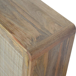Loom Sideboard Cabinet Rattan Cane Sliding Doors Grey-Wash Square Compact