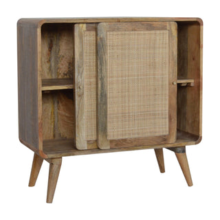 Loom Sideboard Cabinet Rattan Cane Sliding Doors Grey-Wash Square Compact